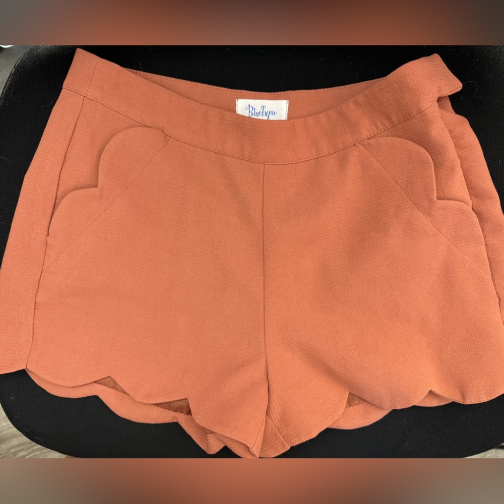 Rust Orange Scalloped Hem Shorts -Small women’s petite